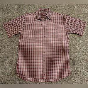 Nordstrom Men’s Short Sleeve Button Up Plaid Smart Care No Iron Size Medium